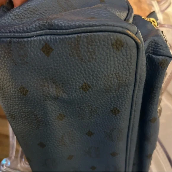 AUTHENTIC blue MCM Stark backpack with studs